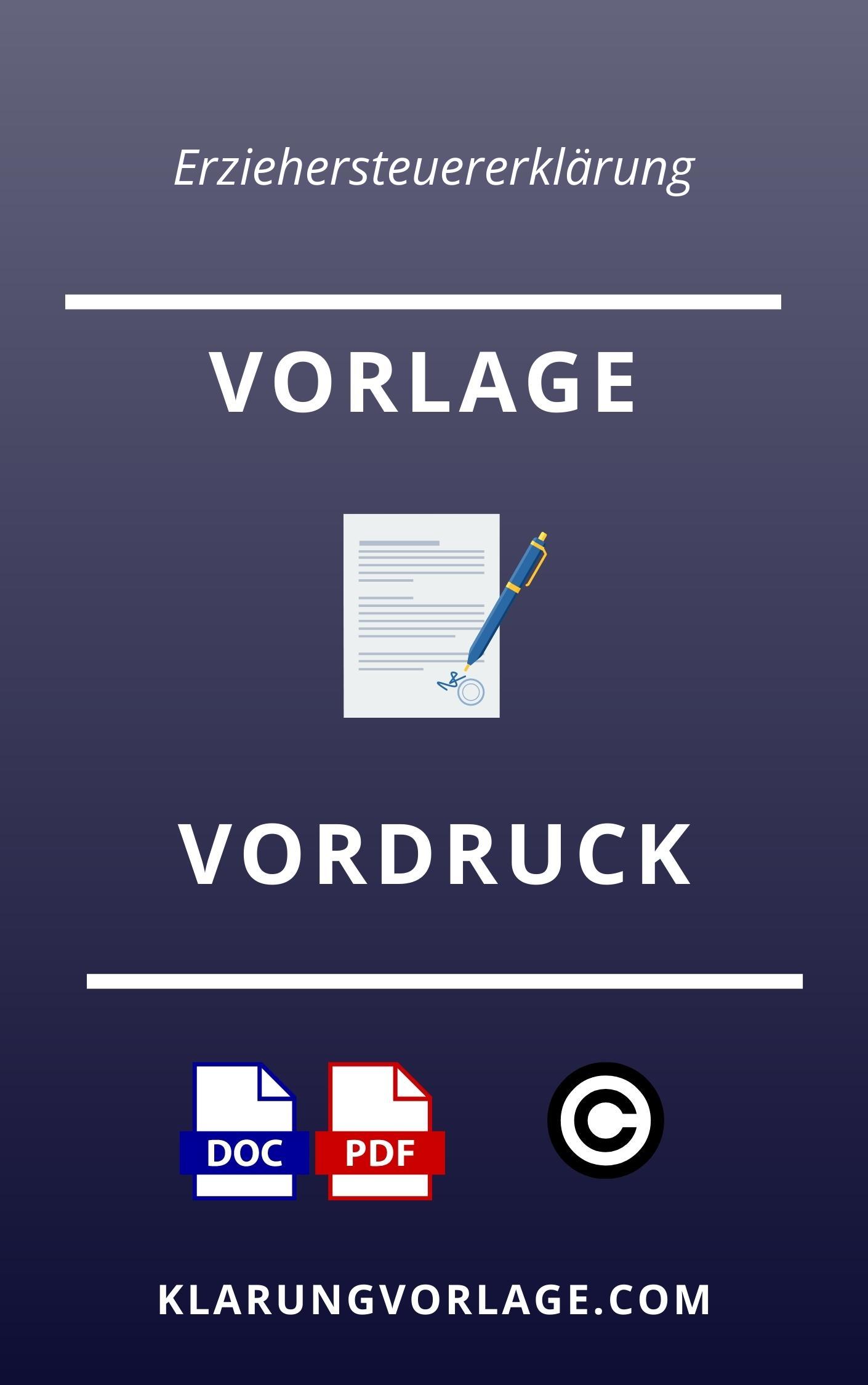 Erziehersteuererklärung Vordruck Muster Vorlage